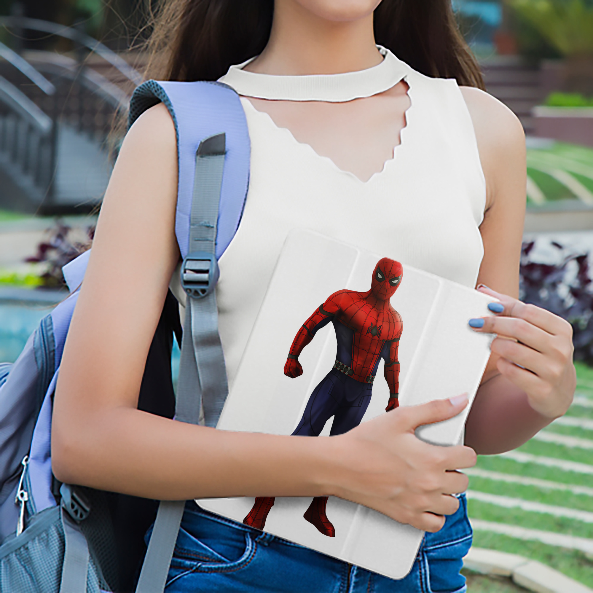 Spider Man スパイダーマン IPad ケース ペン収納付き 三つ折りスタンド PUレザー×シリコン 対応機種9.5/10.5/10.9インチ