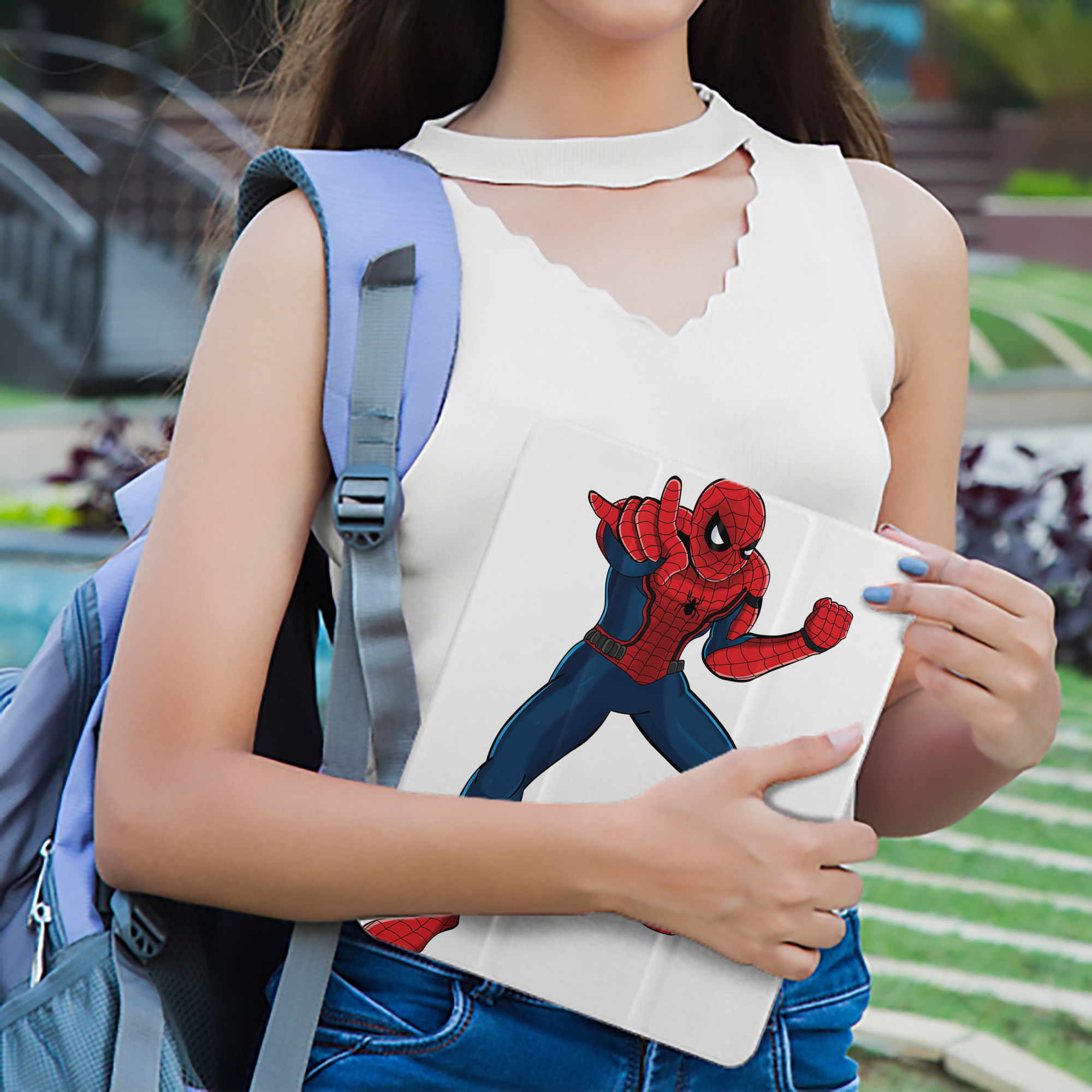 Spider Man スパイダーマン IPad ケース ペン収納付き 三つ折りスタンド PUレザー×シリコン 対応機種9.5/10.5/10.9インチ