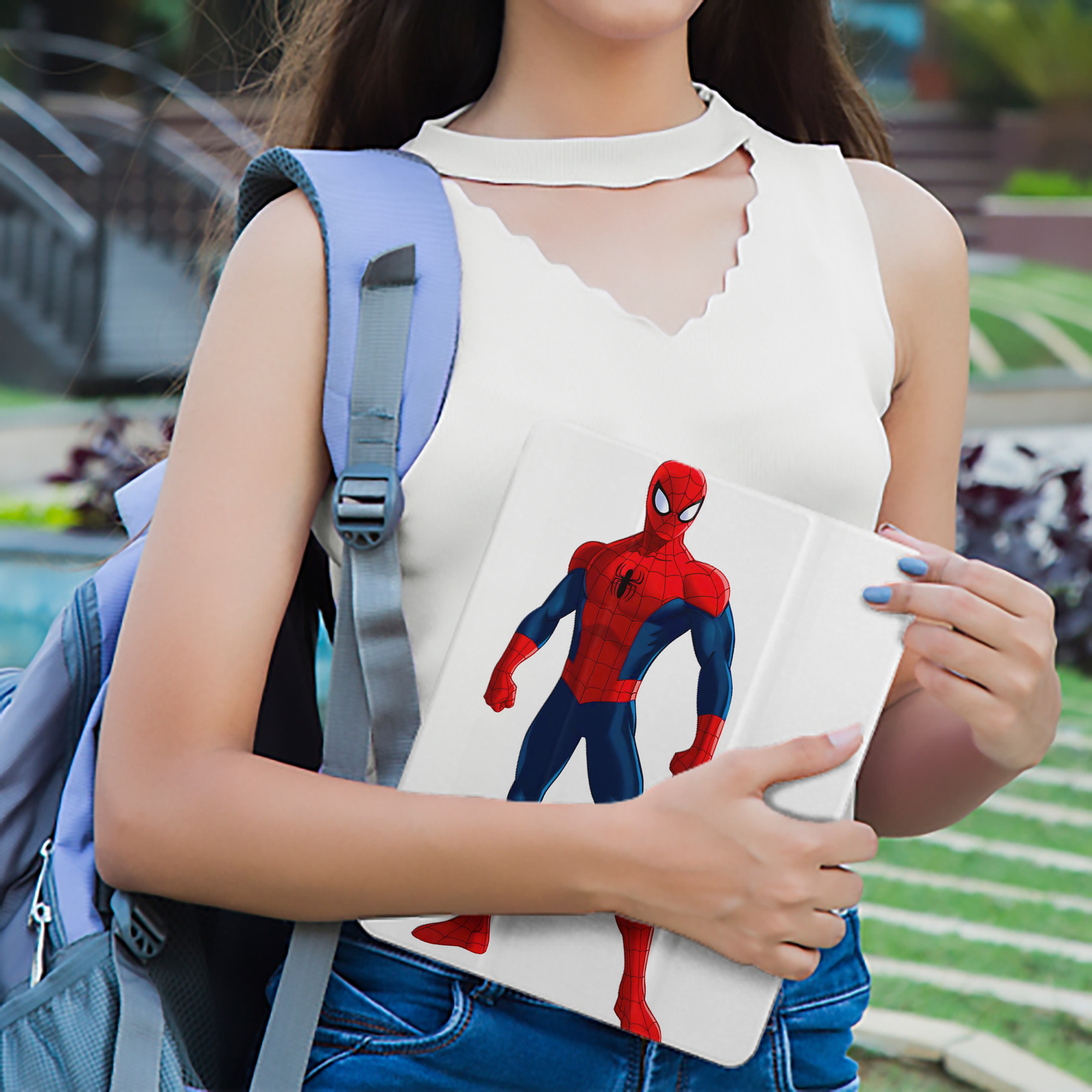 Spider Man スパイダーマン IPad ケース ペン収納付き 三つ折りスタンド PUレザー×シリコン 対応機種9.5/10.5/10.9インチ