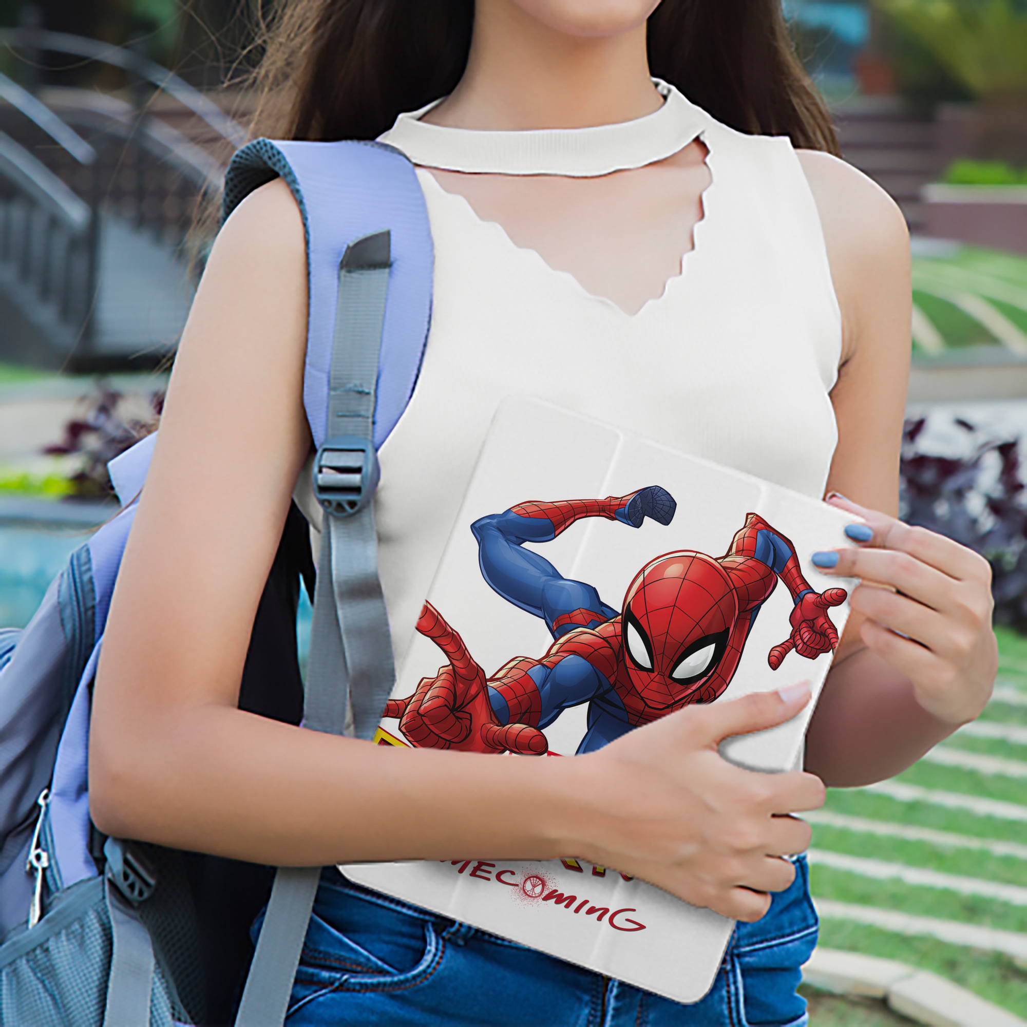 Spider Man スパイダーマン IPad ケース ペン収納付き 三つ折りスタンド PUレザー×シリコン 対応機種9.5/10.5/10.9インチ