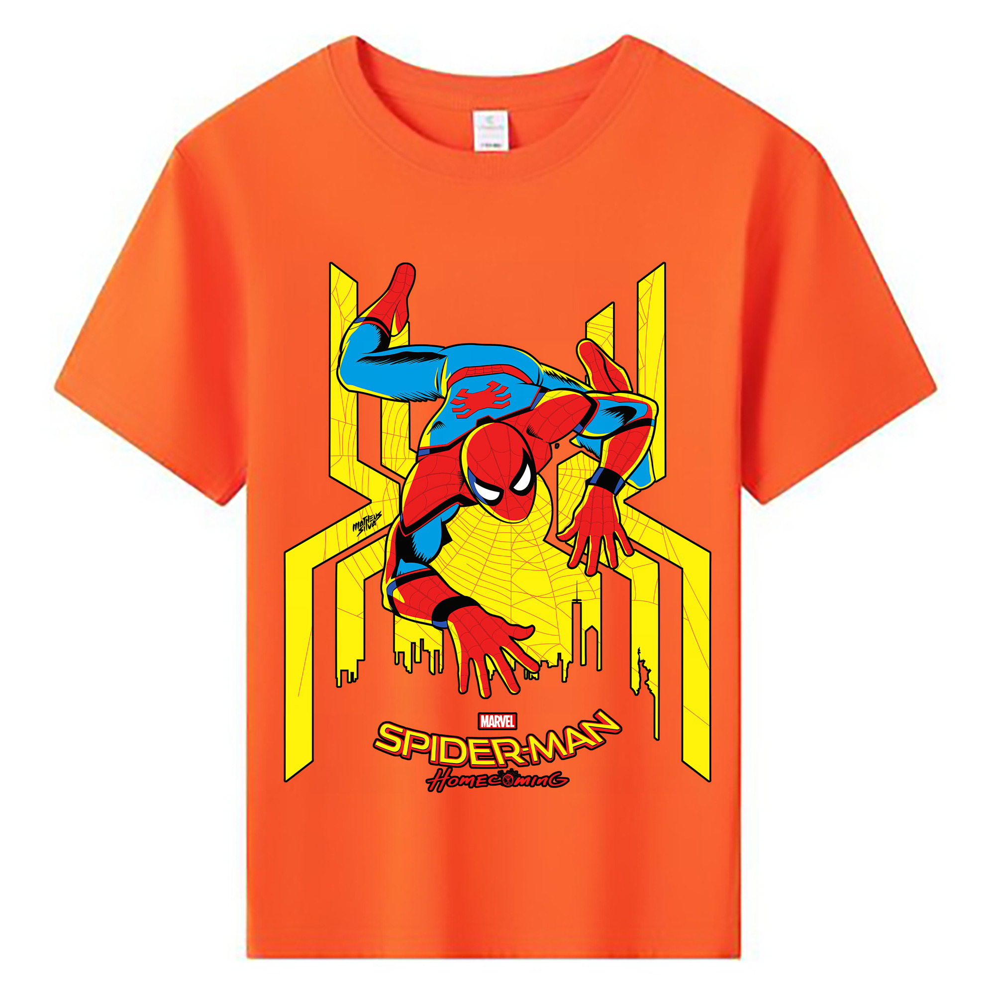 （画像用） Spider Man スパイダーマン 綿100％キッズTシャツ（フロントプリント）