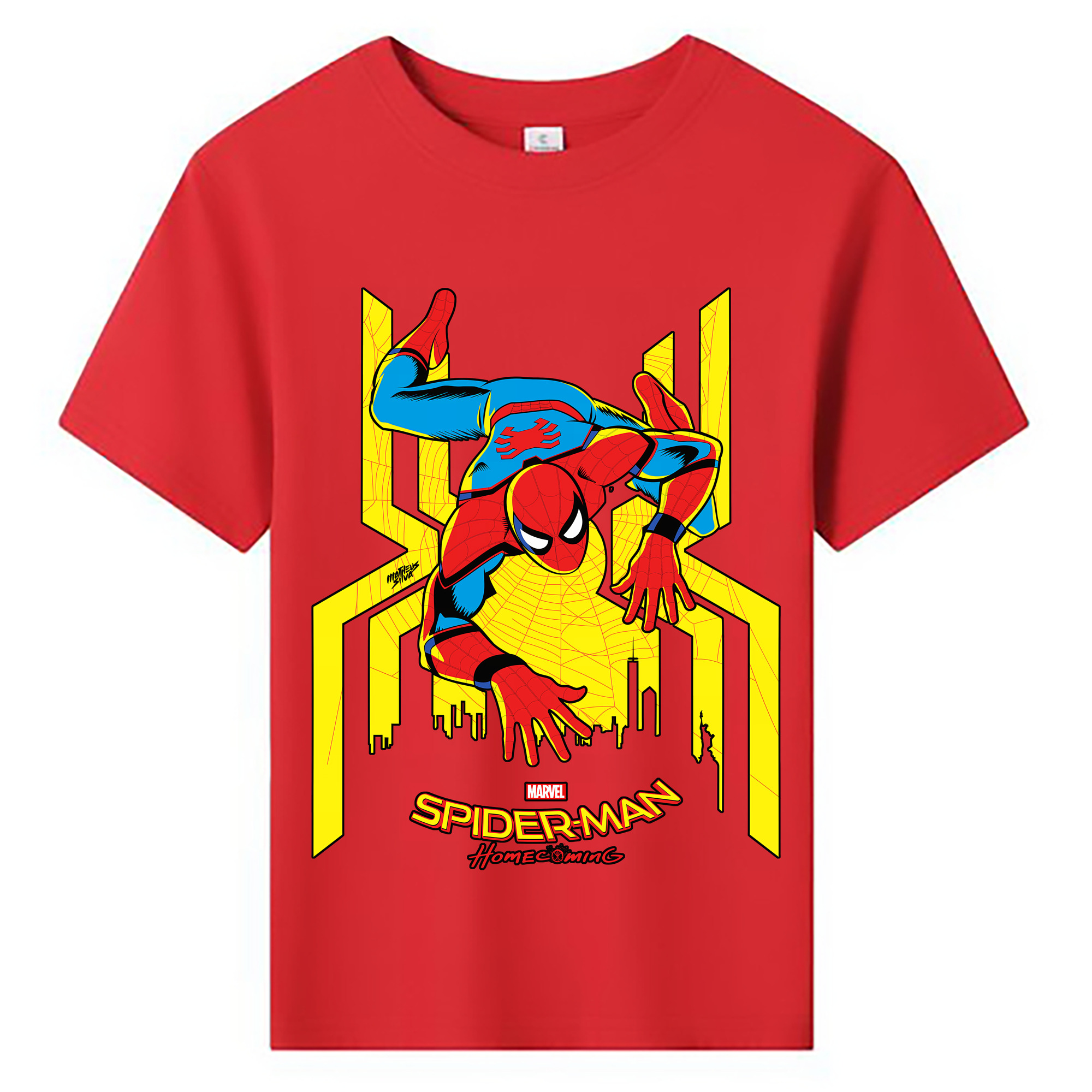 （画像用） Spider Man スパイダーマン 綿100％キッズTシャツ（フロントプリント）