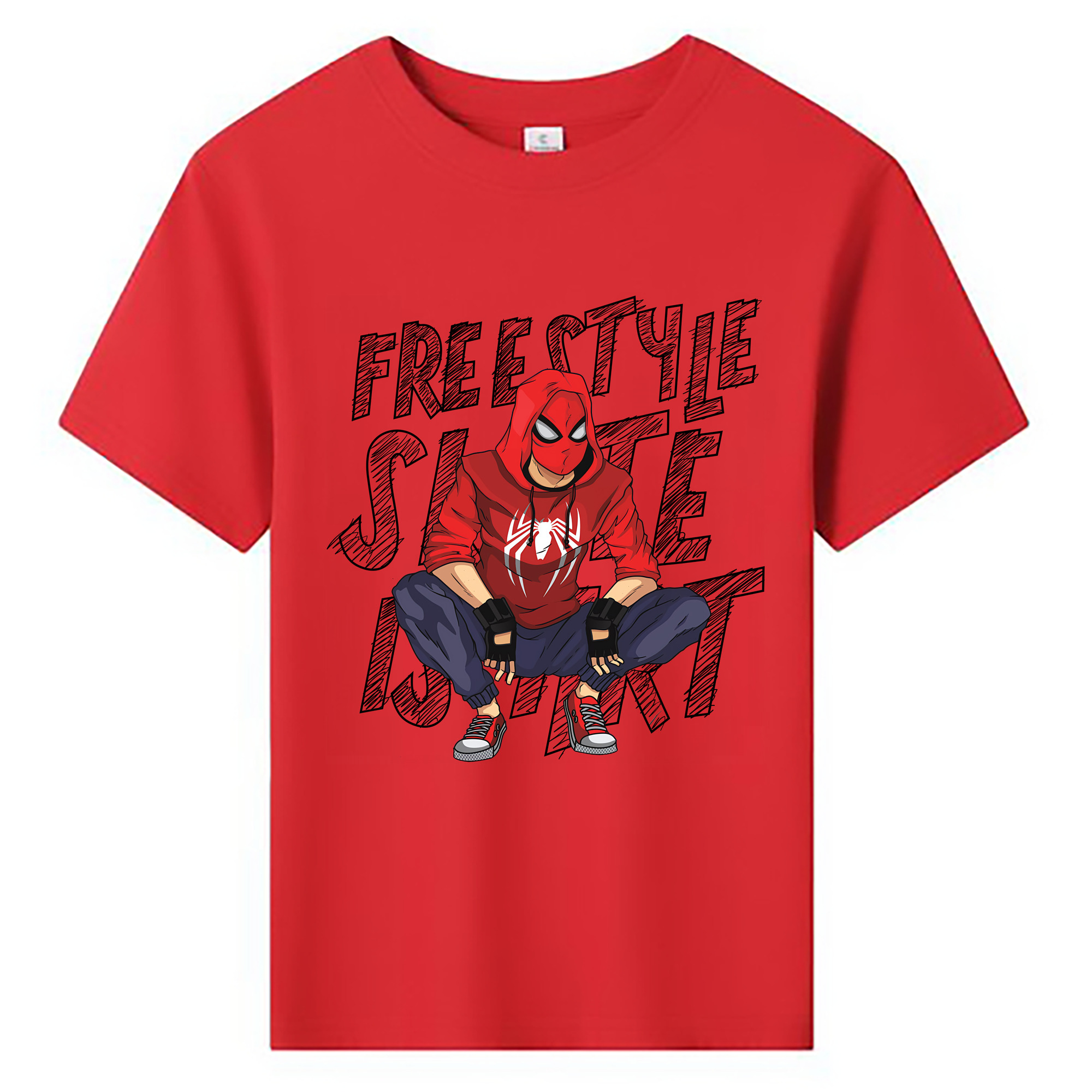 （画像用） Spider Man スパイダーマン 綿100％キッズTシャツ（フロントプリント）