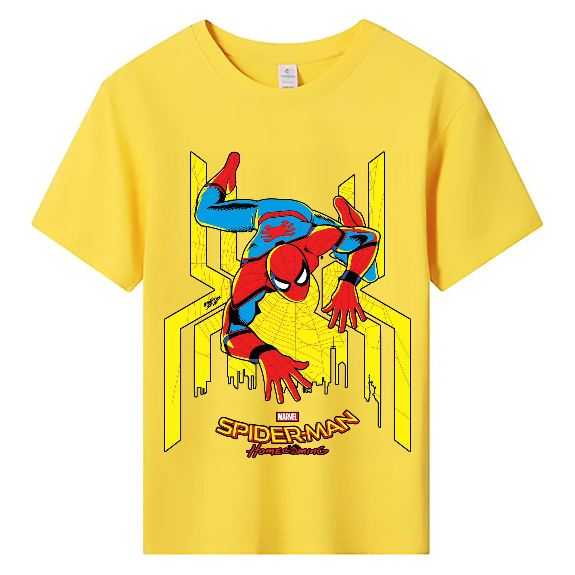 （画像用） Spider Man スパイダーマン 綿100％キッズTシャツ（フロントプリント）