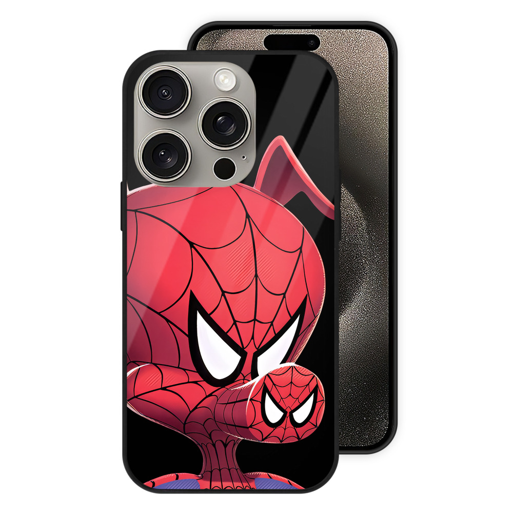 （画像用） Spider Man スパイダーマン 【iPhone15Pro対応】スマホケース 耐衝撃＆黄変防止 背面ガラス