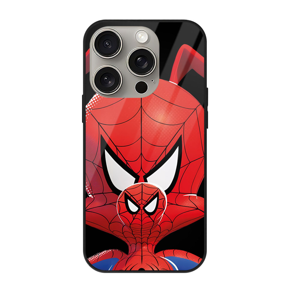 （画像用） Spider Man スパイダーマン 【iPhone15Pro対応】スマホケース 耐衝撃＆黄変防止 背面ガラス