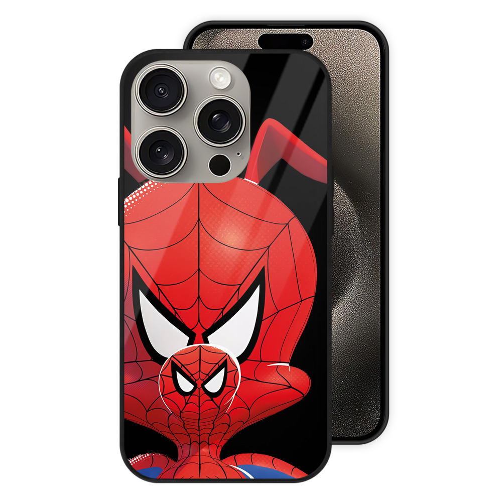 （画像用） Spider Man スパイダーマン 【iPhone15Pro対応】スマホケース 耐衝撃＆黄変防止 背面ガラス