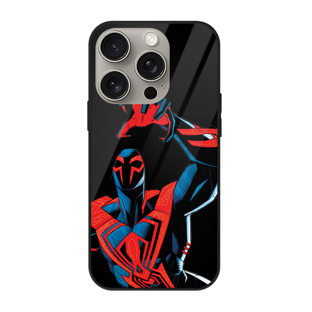 （画像用） Spider Man スパイダーマン 【iPhone15Pro対応】スマホケース 耐衝撃＆黄変防止 背面ガラス