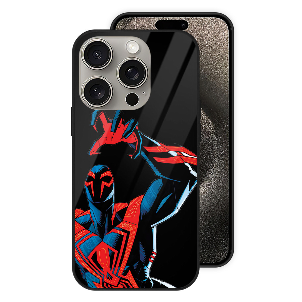 （画像用） Spider Man スパイダーマン 【iPhone15Pro対応】スマホケース 耐衝撃＆黄変防止 背面ガラス