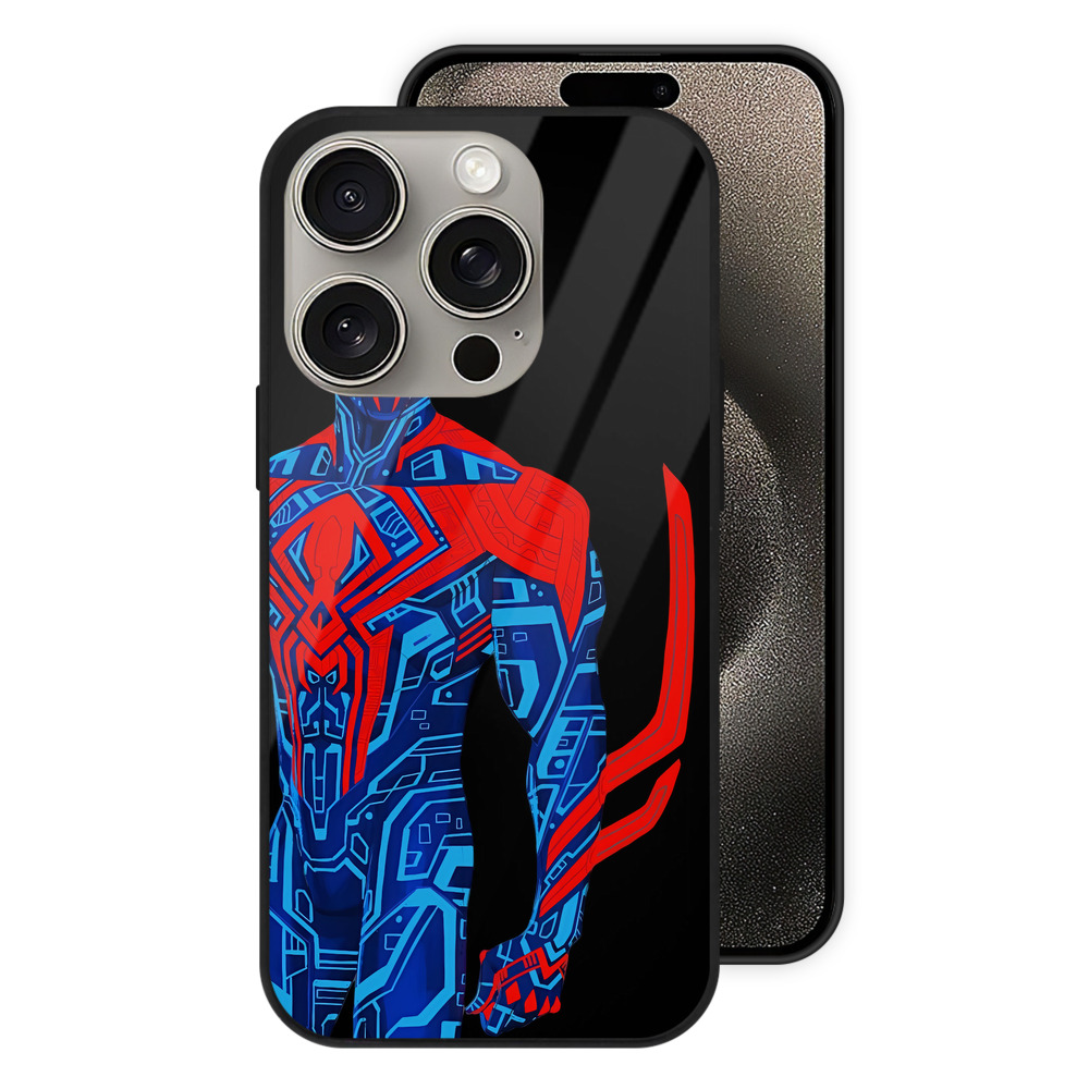 （画像用） Spider Man スパイダーマン 【iPhone15Pro対応】スマホケース 耐衝撃＆黄変防止 背面ガラス