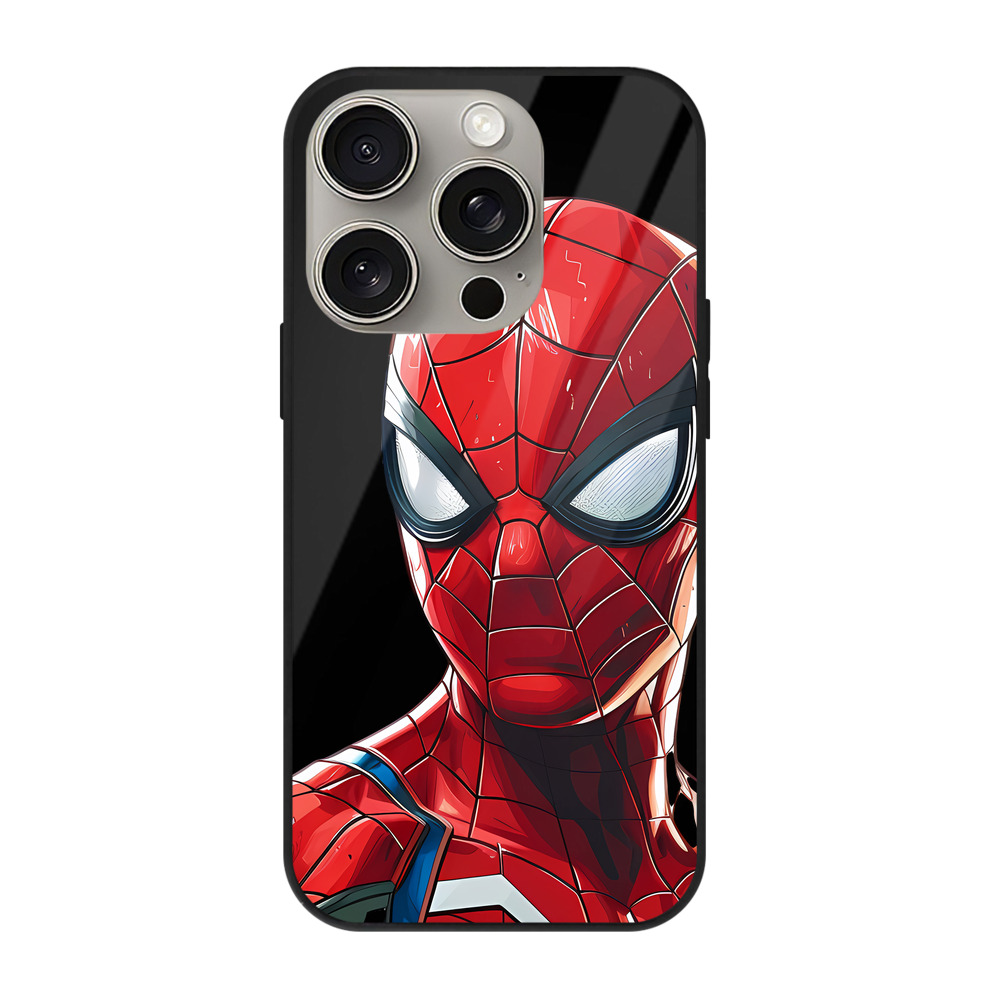 （画像用） Spider Man スパイダーマン 【iPhone15Pro対応】スマホケース 耐衝撃＆黄変防止 背面ガラス