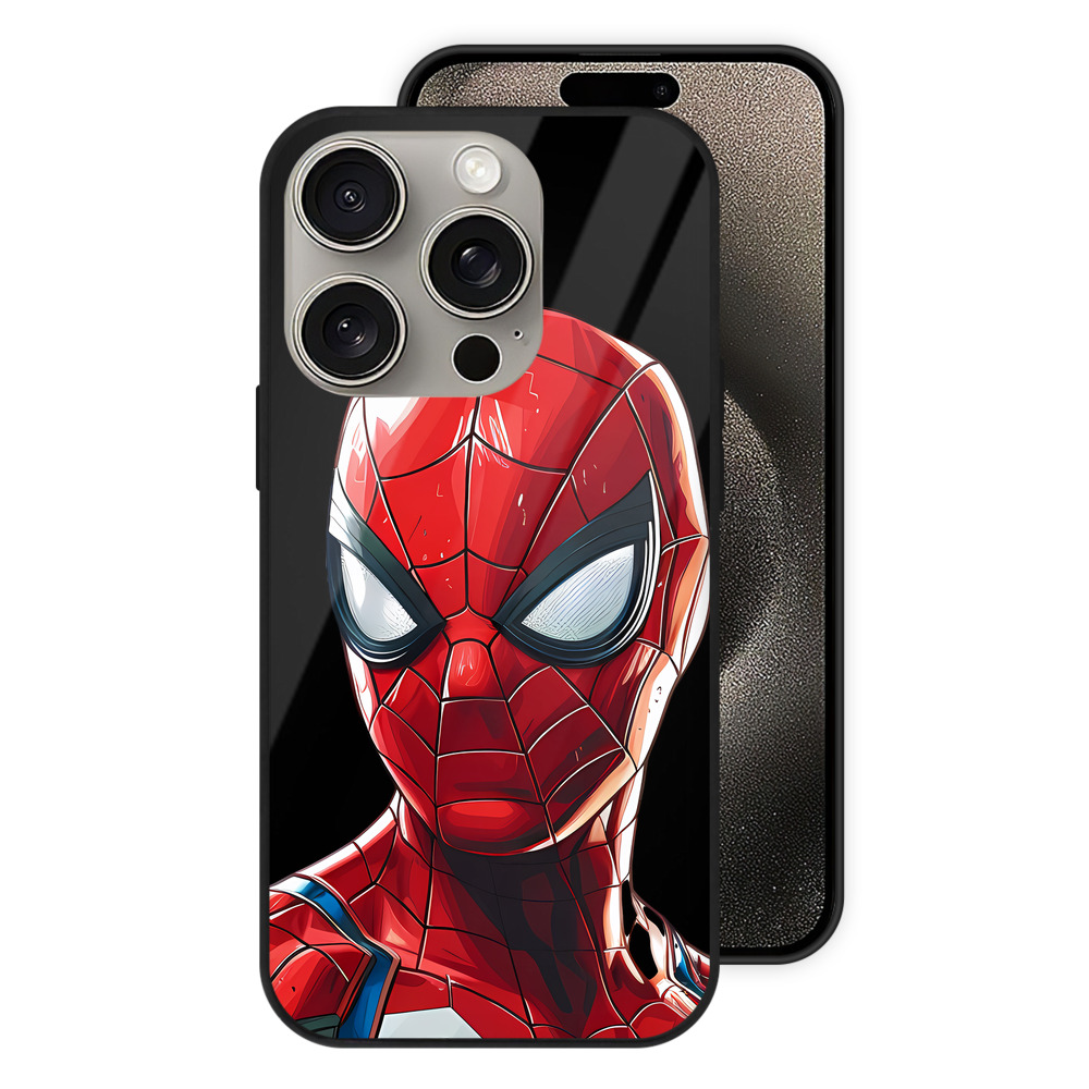 （画像用） Spider Man スパイダーマン 【iPhone15Pro対応】スマホケース 耐衝撃＆黄変防止 背面ガラス