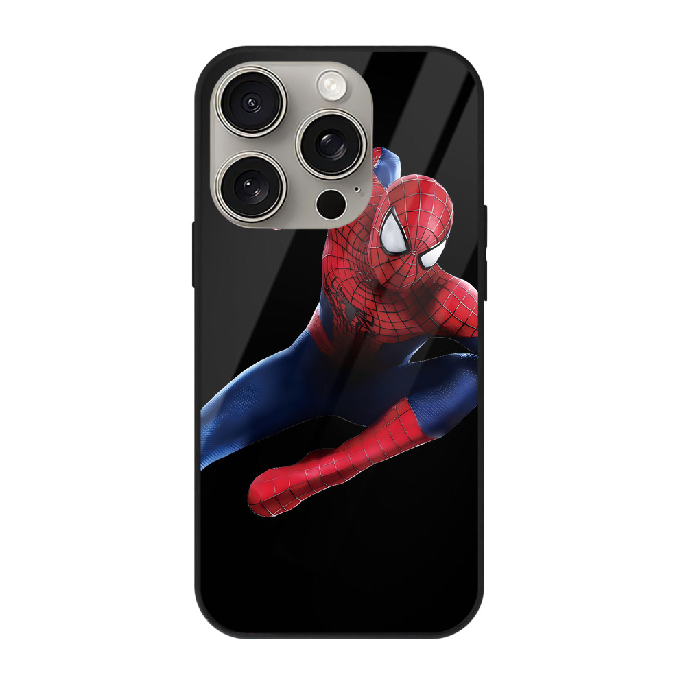 （画像用） Spider Man スパイダーマン 【iPhone15Pro対応】スマホケース 耐衝撃＆黄変防止 背面ガラス