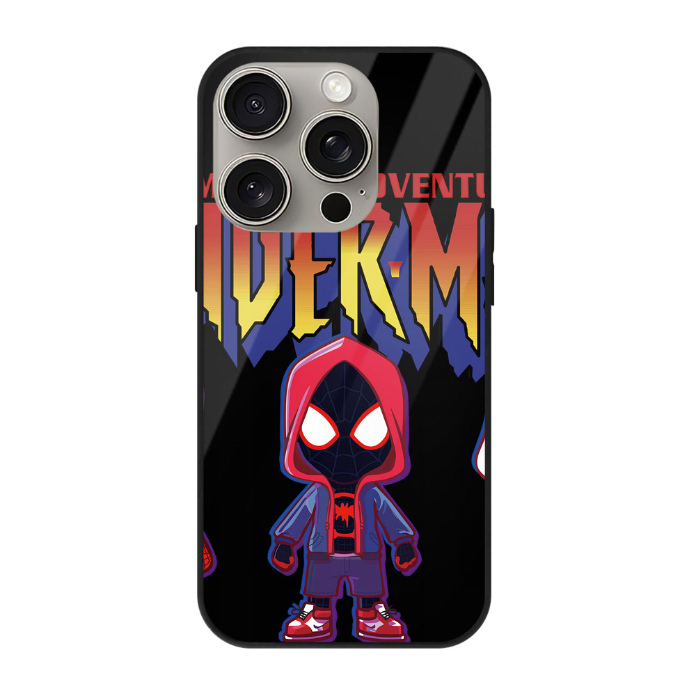 （画像用） Spider Man スパイダーマン 【iPhone15Pro対応】スマホケース 耐衝撃＆黄変防止 背面ガラス