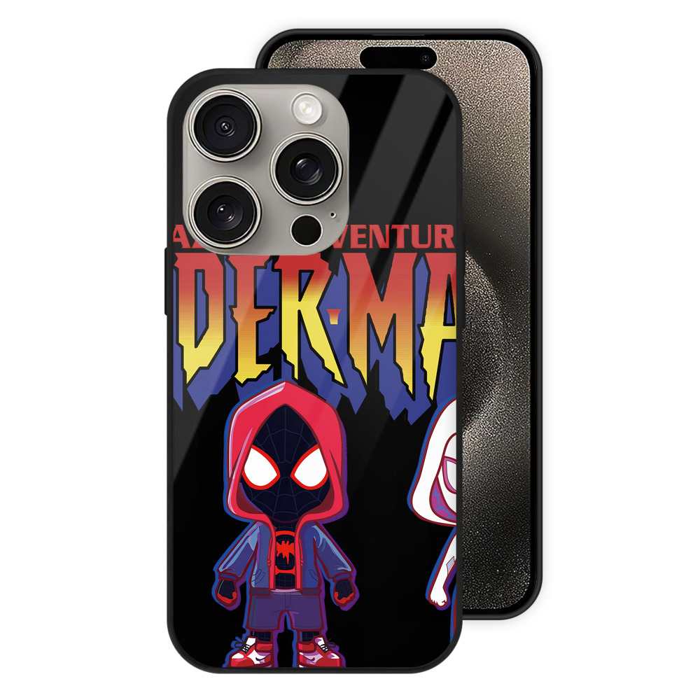 （画像用） Spider Man スパイダーマン 【iPhone15Pro対応】スマホケース 耐衝撃＆黄変防止 背面ガラス