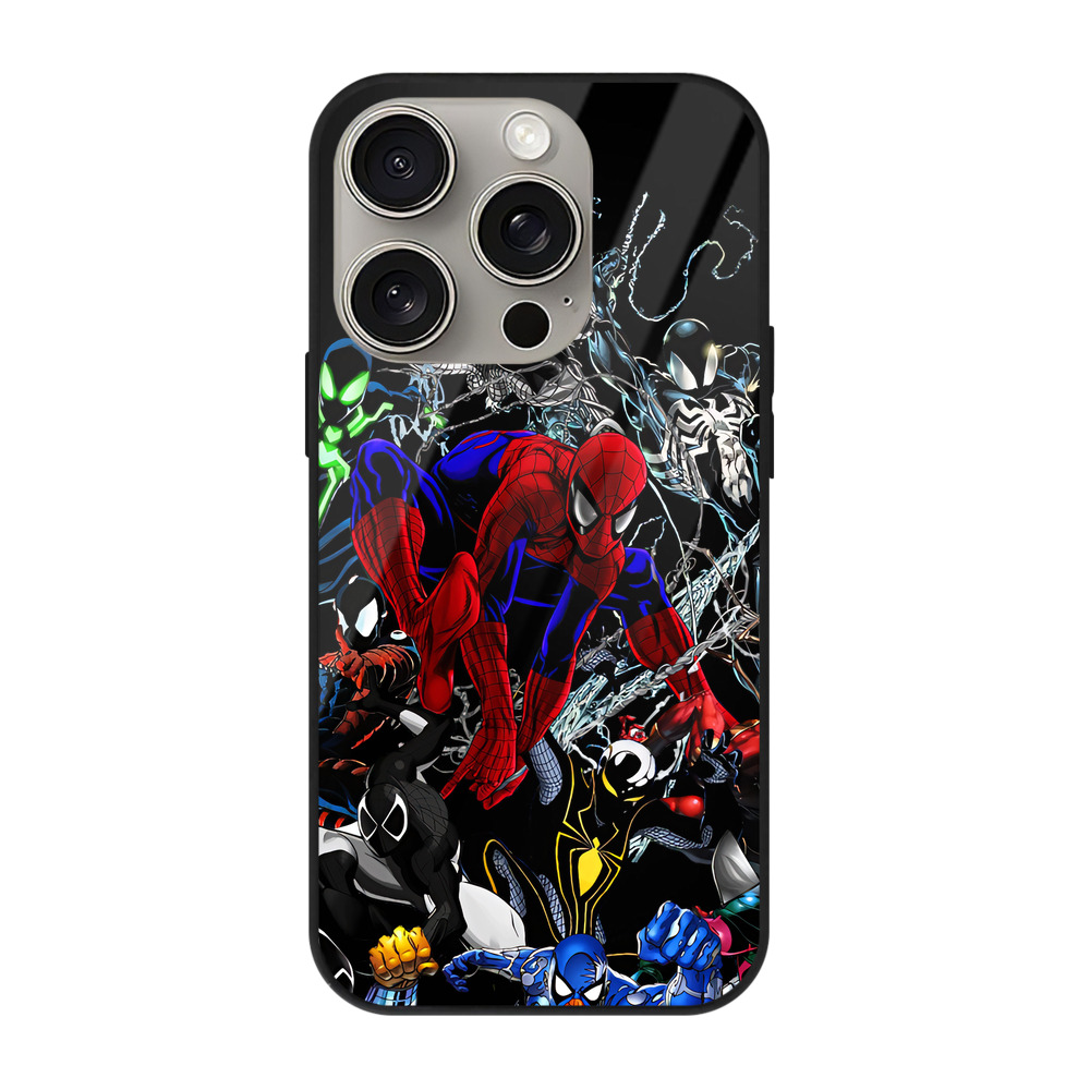 （画像用） Spider Man スパイダーマン 【iPhone15Pro対応】スマホケース 耐衝撃＆黄変防止 背面ガラス