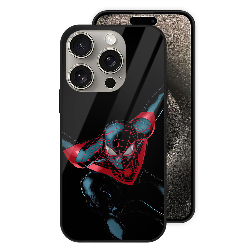 Spider Man スパイダーマン 【iPhone15Pro対応】スマホケース 耐衝撃＆黄変防止 背面ガラス