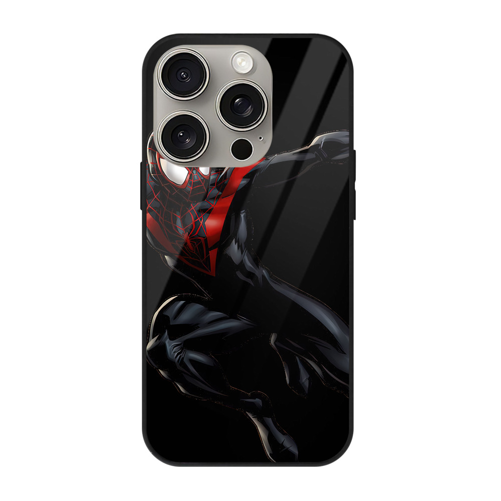 Spider Man スパイダーマン 【iPhone15Pro対応】スマホケース 耐衝撃＆黄変防止 背面ガラス