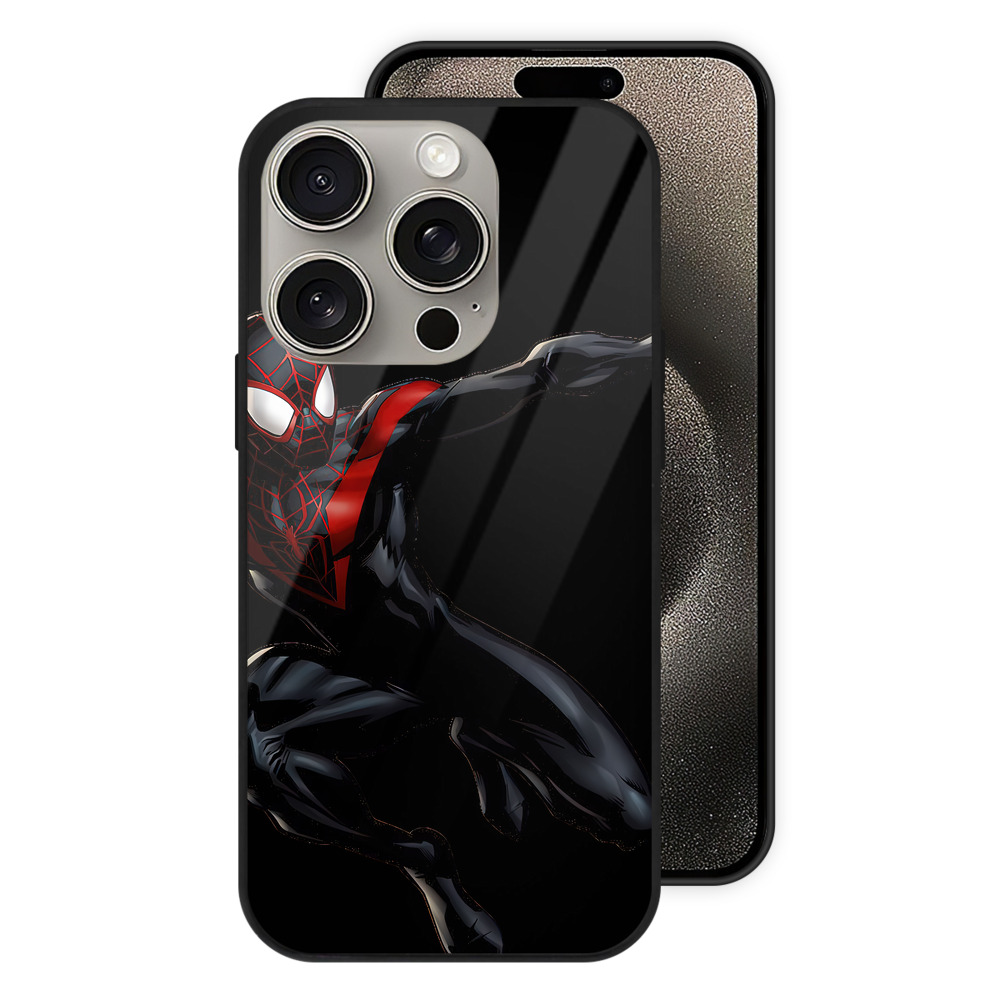 Spider Man スパイダーマン 【iPhone15Pro対応】スマホケース 耐衝撃＆黄変防止 背面ガラス