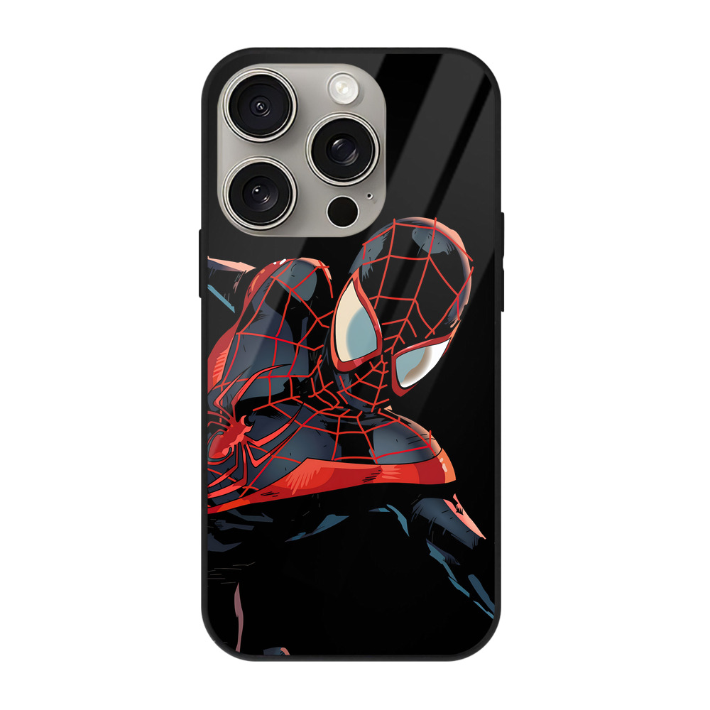 （画像用） Spider Man スパイダーマン 【iPhone15Pro対応】スマホケース 耐衝撃＆黄変防止 背面ガラス