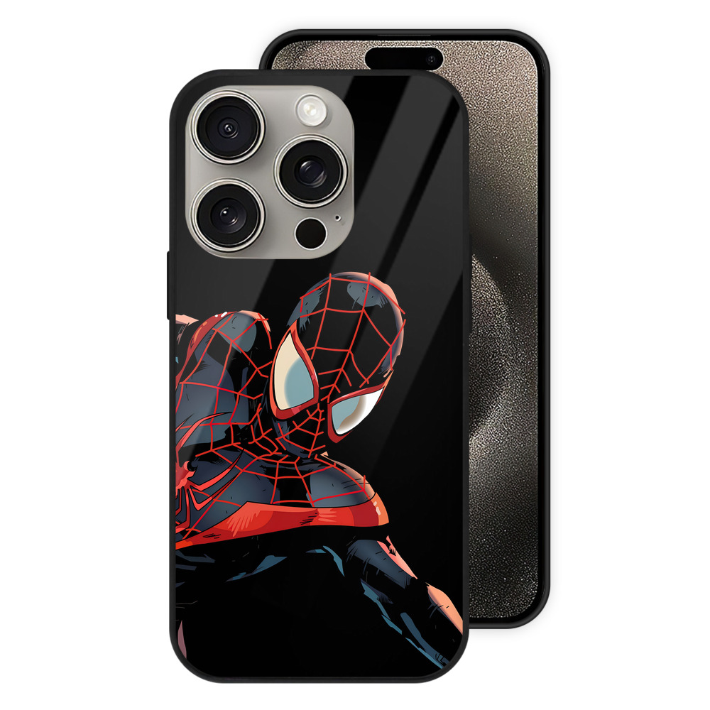 （画像用） Spider Man スパイダーマン 【iPhone15Pro対応】スマホケース 耐衝撃＆黄変防止 背面ガラス