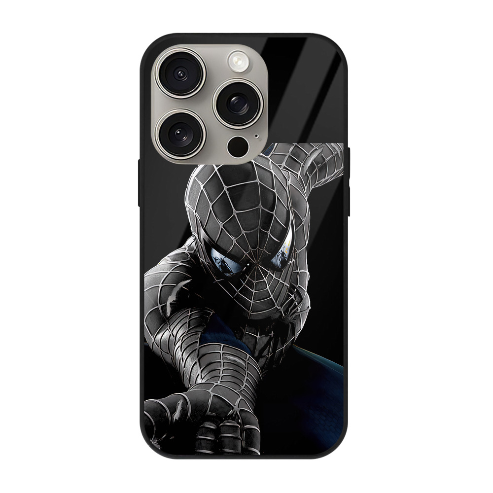 （画像用） Spider Man スパイダーマン 【iPhone15Pro対応】スマホケース 耐衝撃＆黄変防止 背面ガラス