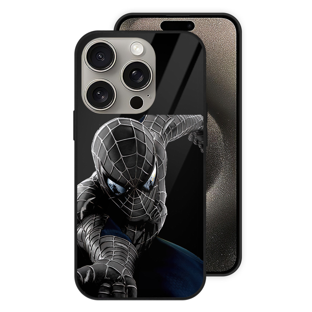 （画像用） Spider Man スパイダーマン 【iPhone15Pro対応】スマホケース 耐衝撃＆黄変防止 背面ガラス