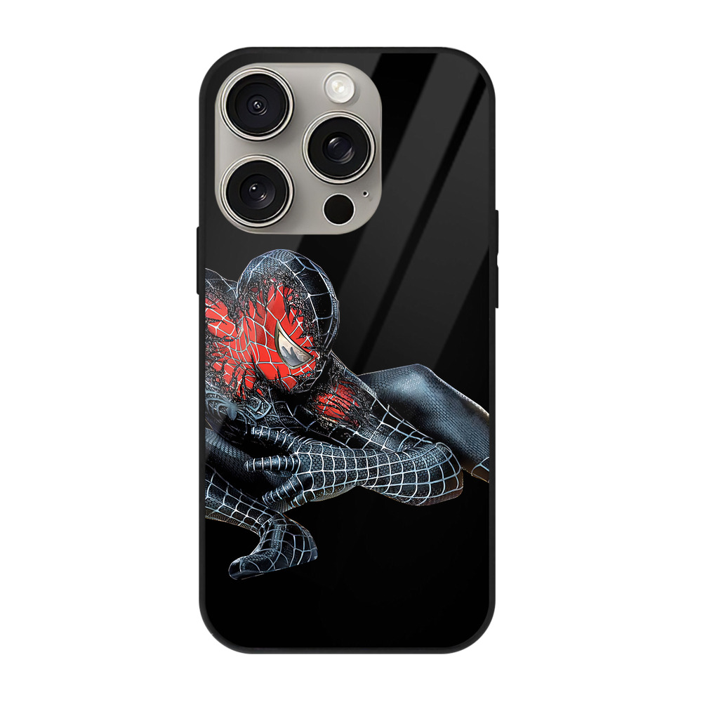 （画像用） Spider Man スパイダーマン 【iPhone15Pro対応】スマホケース 耐衝撃＆黄変防止 背面ガラス