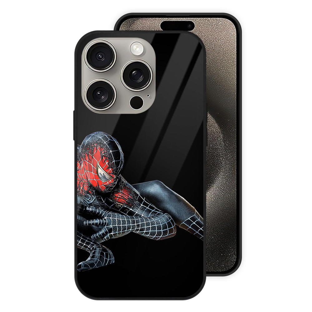 （画像用） Spider Man スパイダーマン 【iPhone15Pro対応】スマホケース 耐衝撃＆黄変防止 背面ガラス