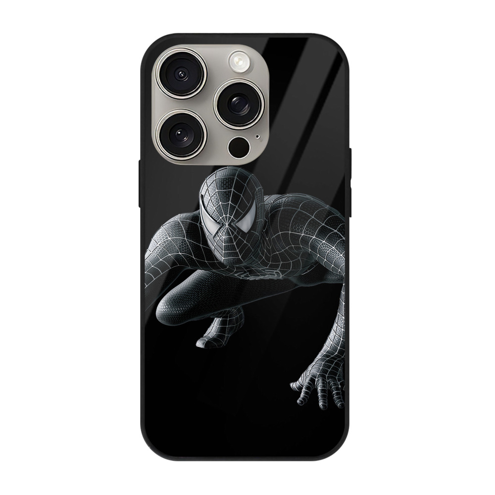 （画像用） Spider Man スパイダーマン 【iPhone15Pro対応】スマホケース 耐衝撃＆黄変防止 背面ガラス