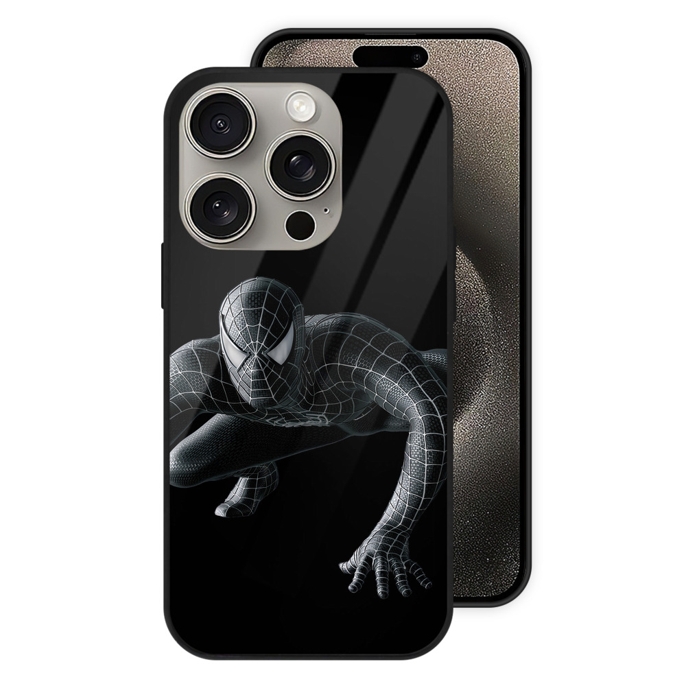 （画像用） Spider Man スパイダーマン 【iPhone15Pro対応】スマホケース 耐衝撃＆黄変防止 背面ガラス
