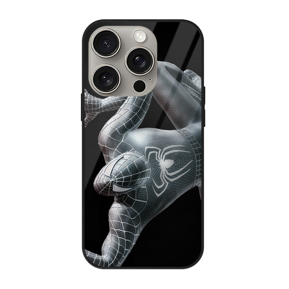 Spider Man スパイダーマン 【iPhone15Pro対応】スマホケース 耐衝撃＆黄変防止 背面ガラス
