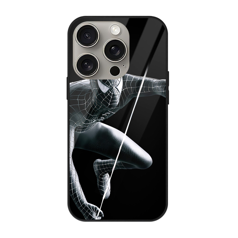 Spider Man スパイダーマン 【iPhone15Pro対応】スマホケース 耐衝撃＆黄変防止 背面ガラス