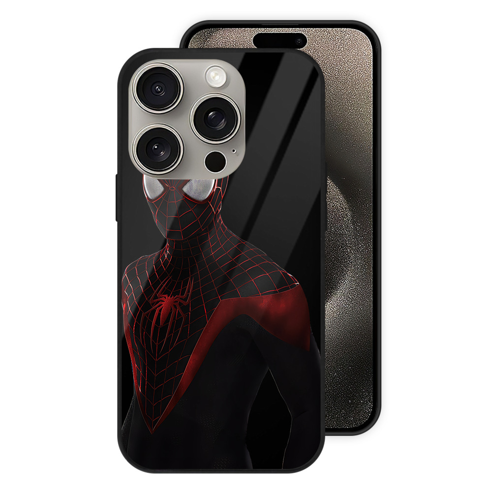 Spider Man スパイダーマン 【iPhone15Pro対応】スマホケース 耐衝撃＆黄変防止 背面ガラス