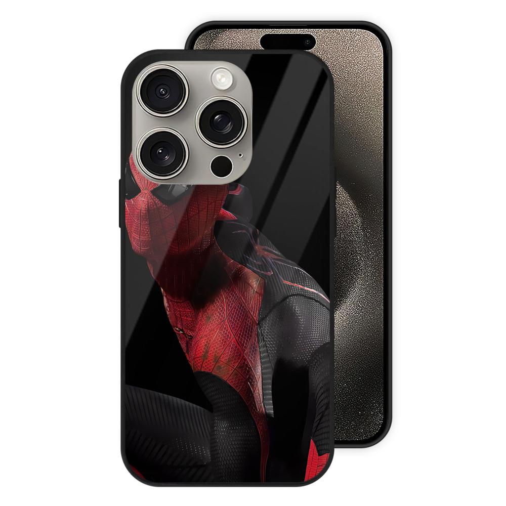 （画像用） Spider Man スパイダーマン 【iPhone15Pro対応】スマホケース 耐衝撃＆黄変防止 背面ガラス
