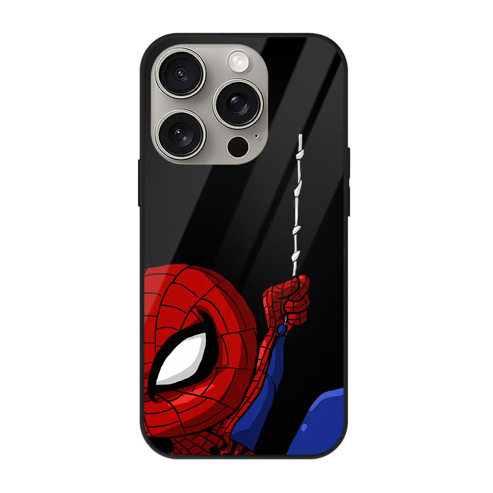 Spider Man スパイダーマン 【iPhone15Pro対応】スマホケース 耐衝撃＆黄変防止 背面ガラス