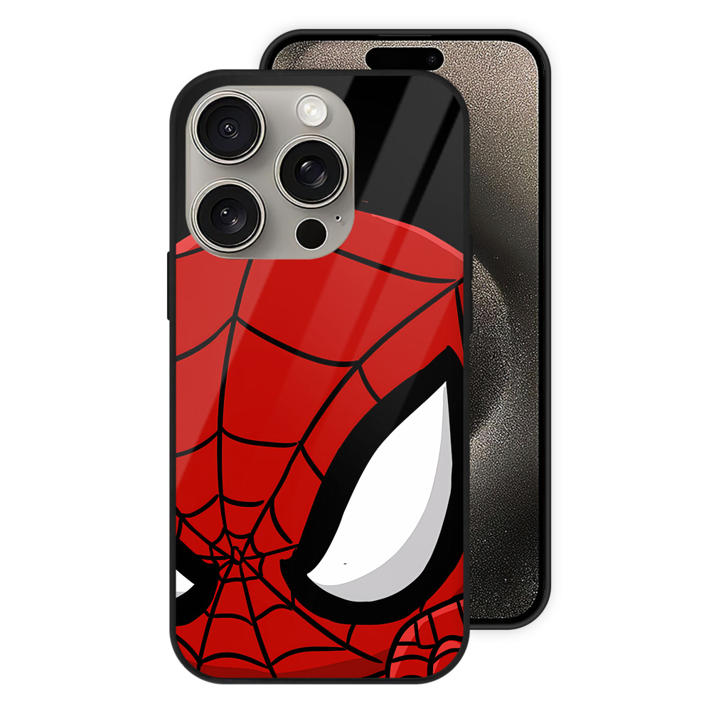 （画像用） Spider Man スパイダーマン 【iPhone15Pro対応】スマホケース 耐衝撃＆黄変防止 背面ガラス