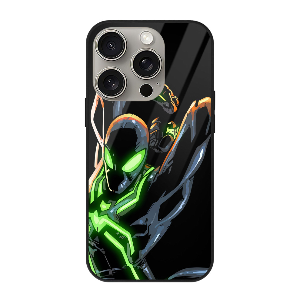 Spider Man スパイダーマン 【iPhone15Pro対応】スマホケース 耐衝撃＆黄変防止 背面ガラス