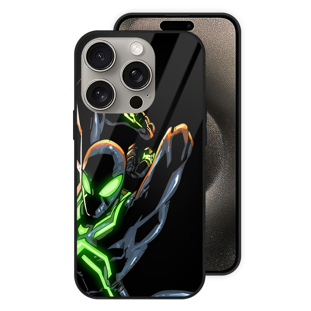Spider Man スパイダーマン 【iPhone15Pro対応】スマホケース 耐衝撃＆黄変防止 背面ガラス