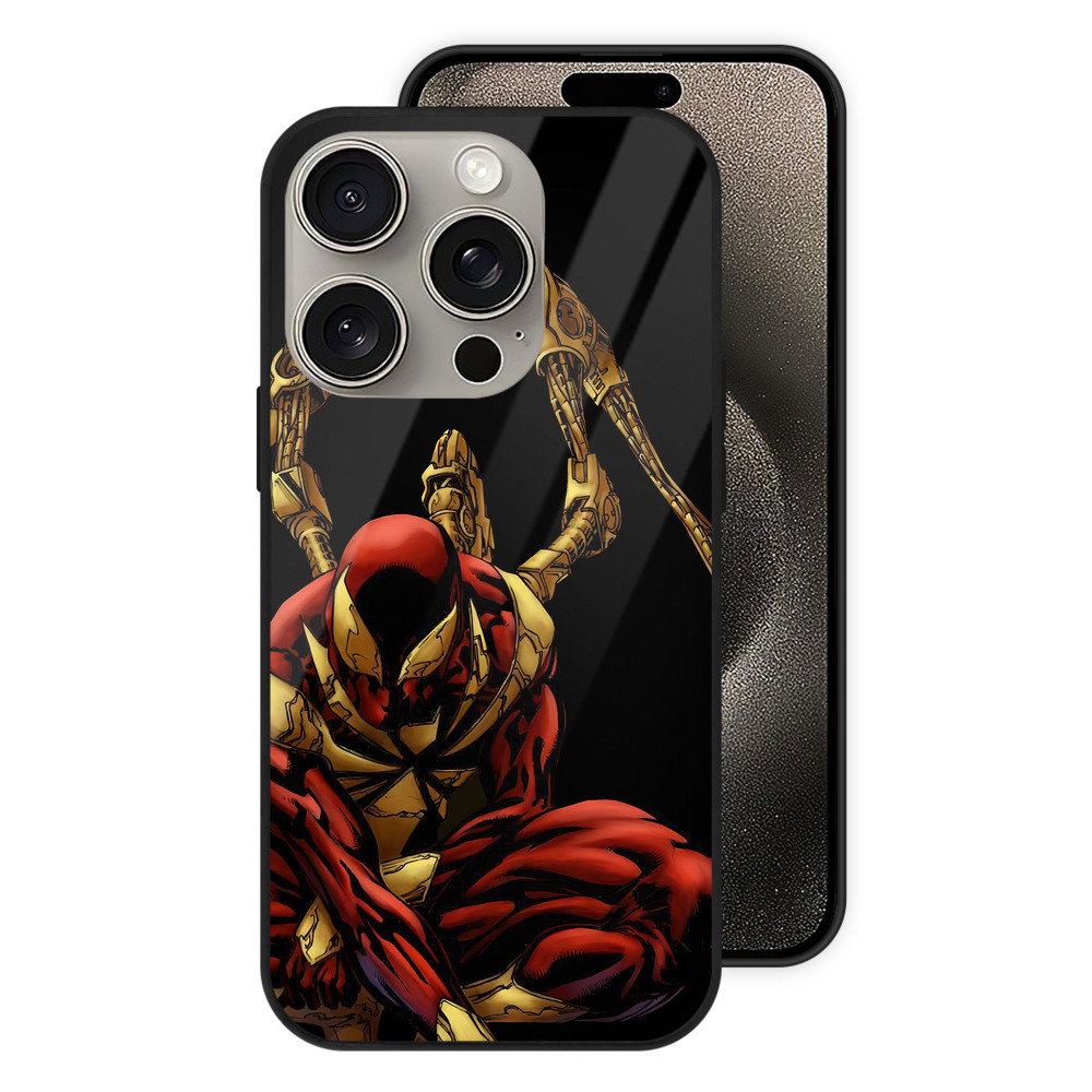 （画像用） Spider Man スパイダーマン 【iPhone15Pro対応】スマホケース 耐衝撃＆黄変防止 背面ガラス