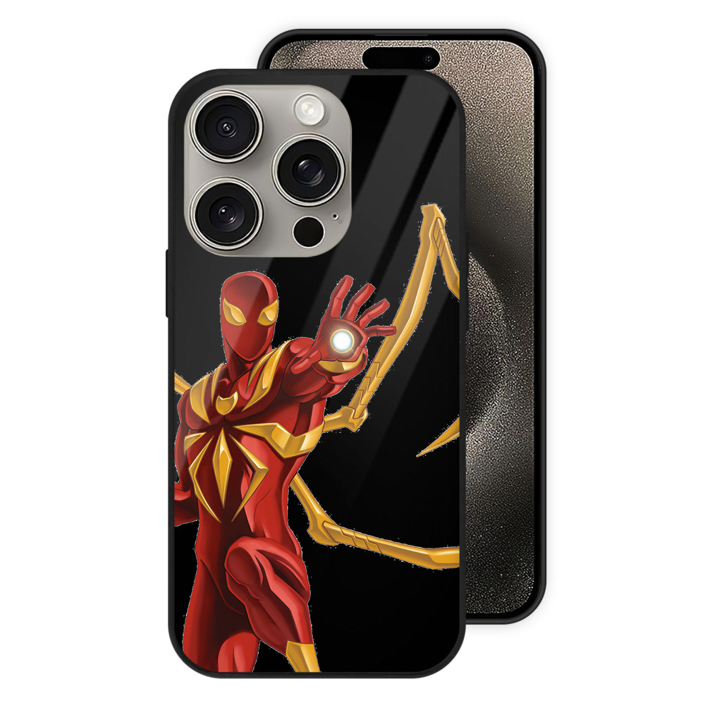 （画像用） Spider Man スパイダーマン 【iPhone15Pro対応】スマホケース 耐衝撃＆黄変防止 背面ガラス