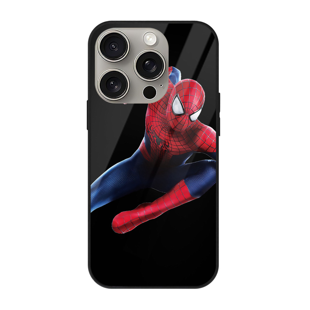 （画像用） Spider Man スパイダーマン 【iPhone15Pro対応】スマホケース 耐衝撃＆黄変防止 背面ガラス