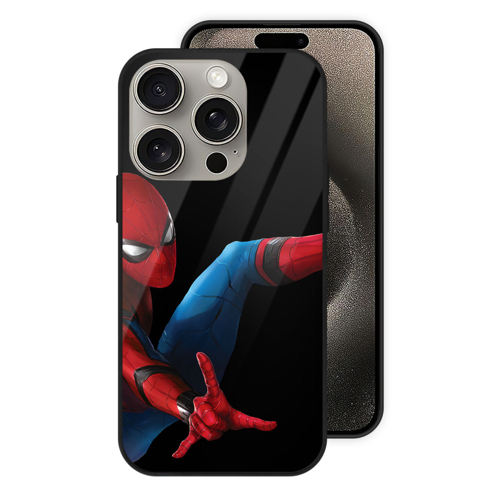 Spider Man スパイダーマン 【iPhone15Pro対応】スマホケース 耐衝撃＆黄変防止 背面ガラス