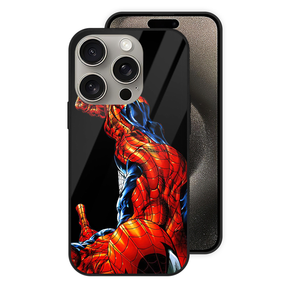 Spider Man スパイダーマン 【iPhone15Pro対応】スマホケース 耐衝撃＆黄変防止 背面ガラス