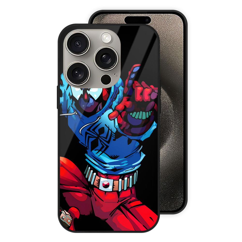 Spider Man スパイダーマン 【iPhone15Pro対応】スマホケース 耐衝撃＆黄変防止 背面ガラス