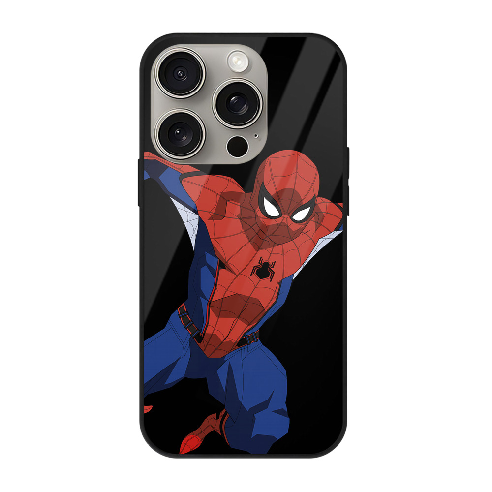 （画像用） Spider Man スパイダーマン 【iPhone15Pro対応】スマホケース 耐衝撃＆黄変防止 背面ガラス