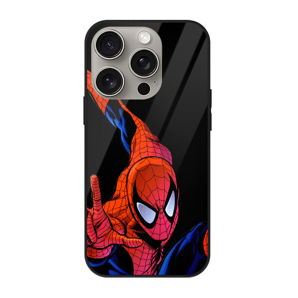 （画像用） Spider Man スパイダーマン 【iPhone15Pro対応】スマホケース 耐衝撃＆黄変防止 背面ガラス