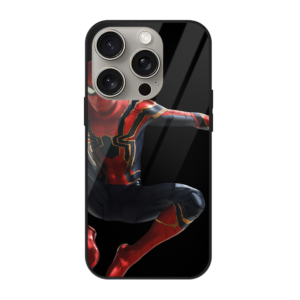 （画像用） Spider Man スパイダーマン 【iPhone15Pro対応】スマホケース 耐衝撃＆黄変防止 背面ガラス