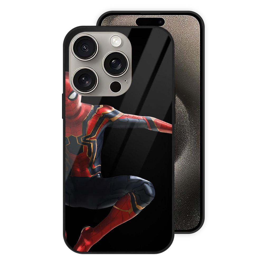 （画像用） Spider Man スパイダーマン 【iPhone15Pro対応】スマホケース 耐衝撃＆黄変防止 背面ガラス