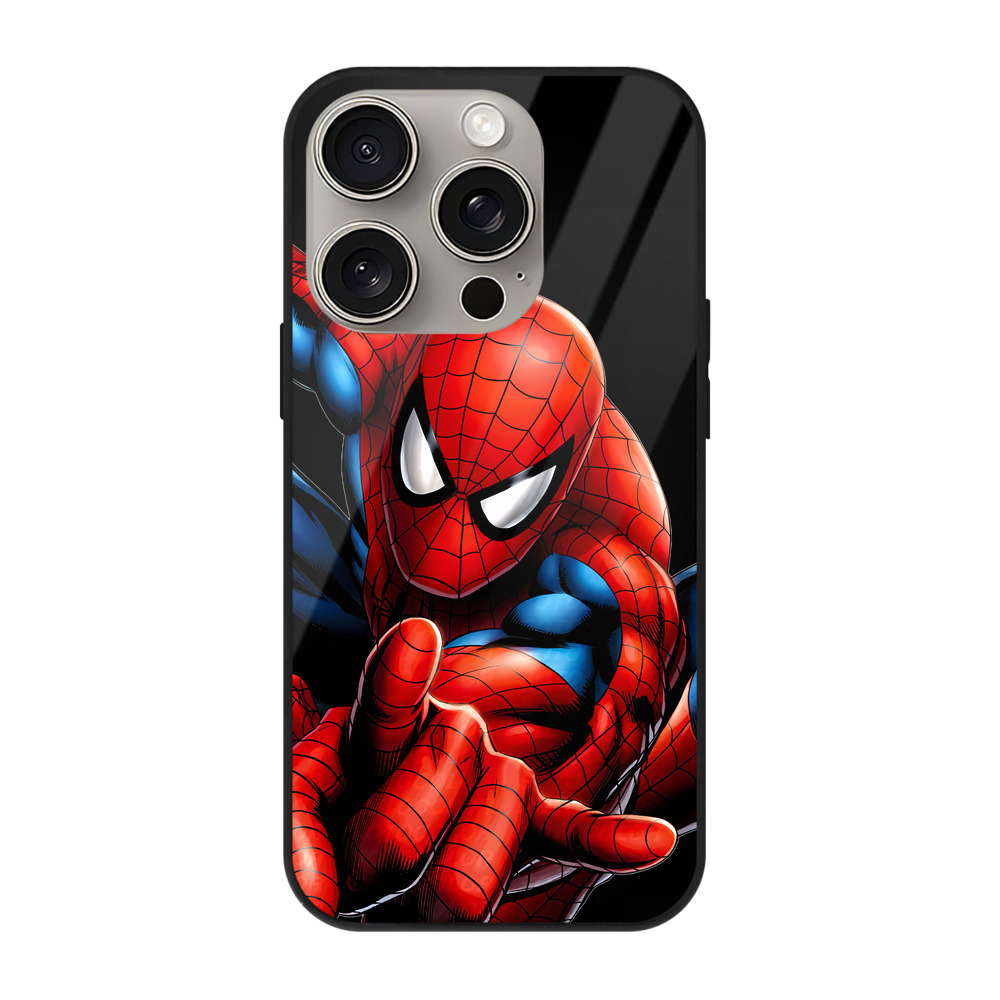 Spider Man スパイダーマン 【iPhone15Pro対応】スマホケース 耐衝撃＆黄変防止 背面ガラス